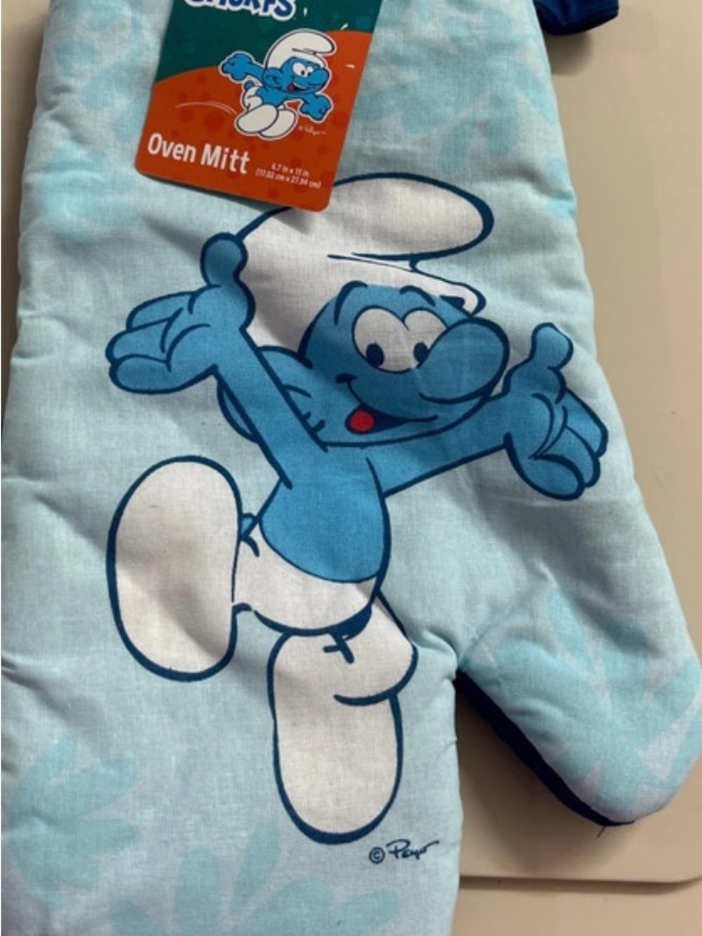 Smurfs Light Blue Kids Pajama Oven Mitt - Official Character Design